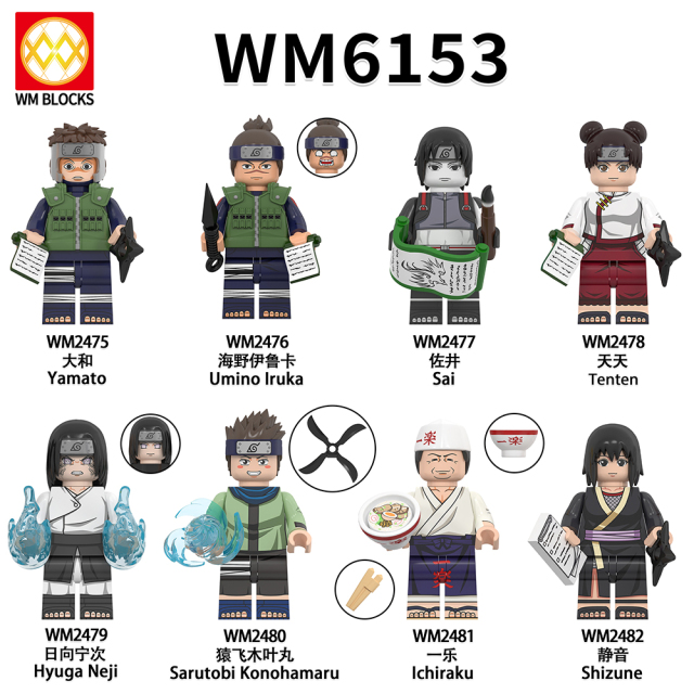 WM6153 lego Anime Naruto yamato sai Tenten mini figures juguetes mini toys building blocks sets Toys for kids