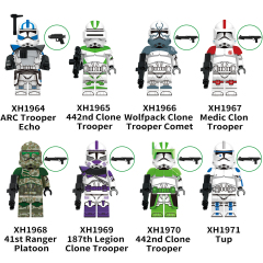 X0344 Star Wars Wolfpack Clone Trooper Comet Clone Trooper Minifigs Juguetes Children Gift Plastic Building Block Bricks Kids Toys