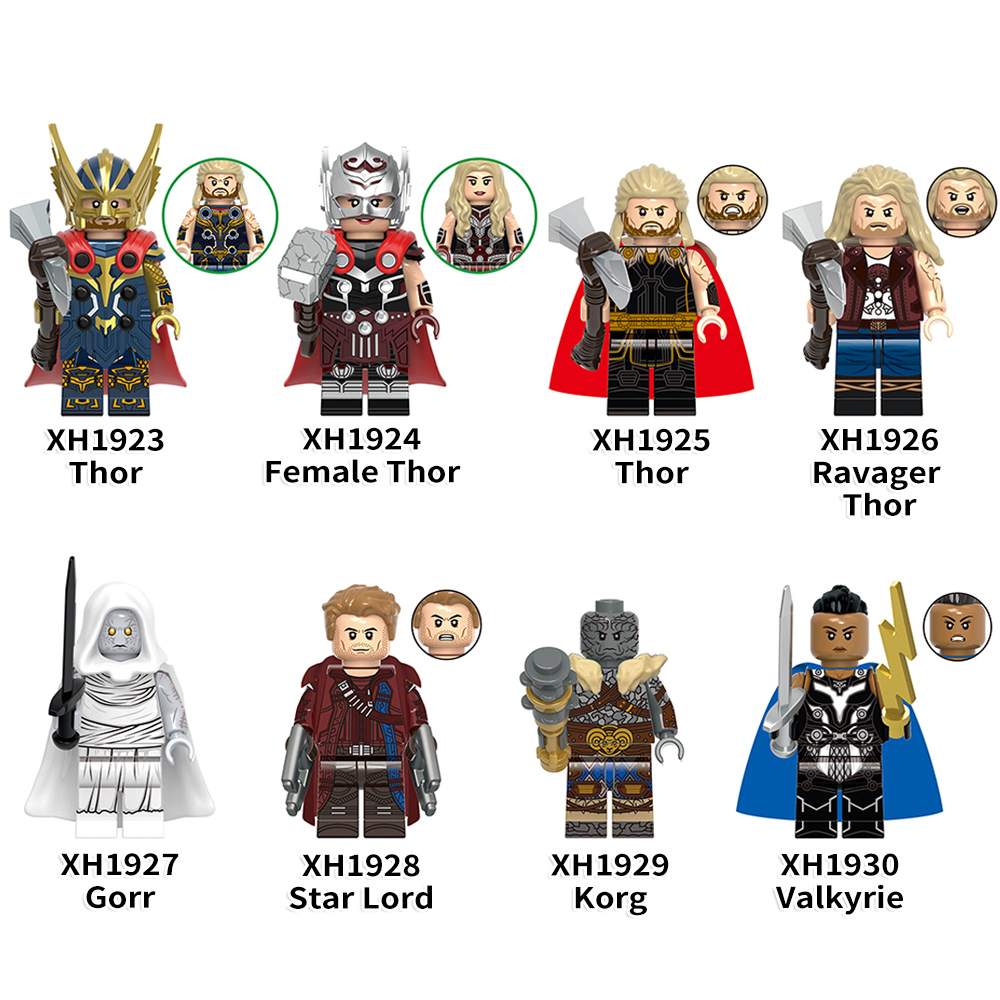 X0339 Marvel Comics Superhero Character  Mighty  Ravager Thor Gorr Star-Lord Korg Valkyrie Juguetes Plastic Building Block Set Children Toys