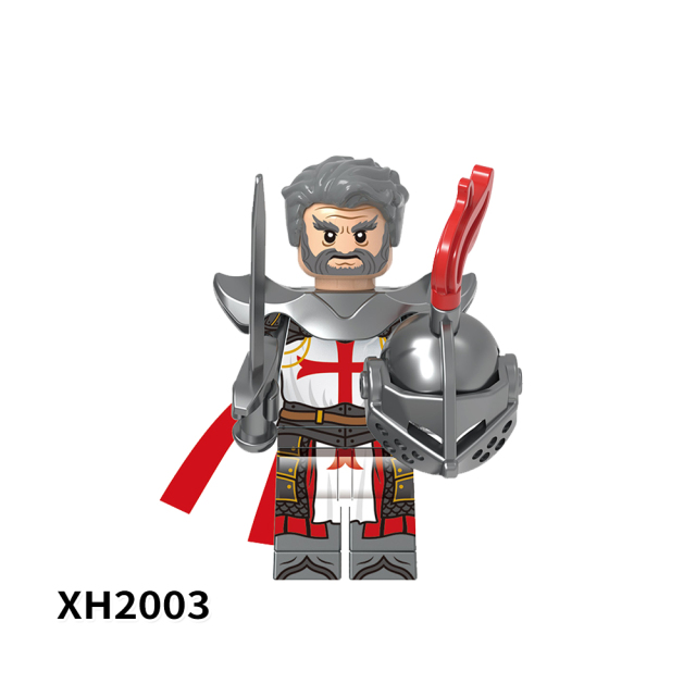 X0348 Medieval Military Battle Priest Hospital Teutonic Patron Temple Empire Golden Lion Heart  Knight Gift  Action Minifigs Building Blocks Kid Toys