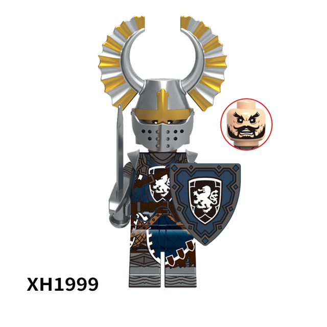 X0348 Medieval Military Battle Priest Hospital Teutonic Patron Temple Empire Golden Lion Heart  Knight Gift  Action Minifigs Building Blocks Kid Toys