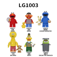 LG1003 Sesame Street Elmo Ernie Cookie Monster Big Bird Bear Oscar The Grouch Educational Television Programs Minifigures Building Blocks Gift Toys for Children