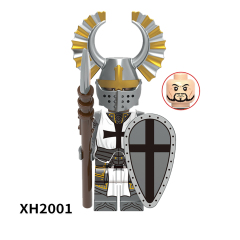 X0348 Medieval Military Battle Priest Hospital Teutonic Patron Temple Empire Golden Lion Heart  Knight Gift  Action Minifigs Building Blocks Kid Toys
