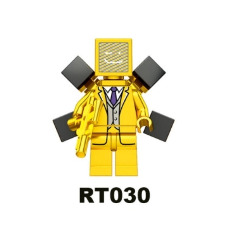 RT026-RT033 Game Series Character Golden Edition Skibidi Titan Surveillance TV Man Toilet Audio Minifigs Gift Juguetes Building Blocks Children Educational Toys
