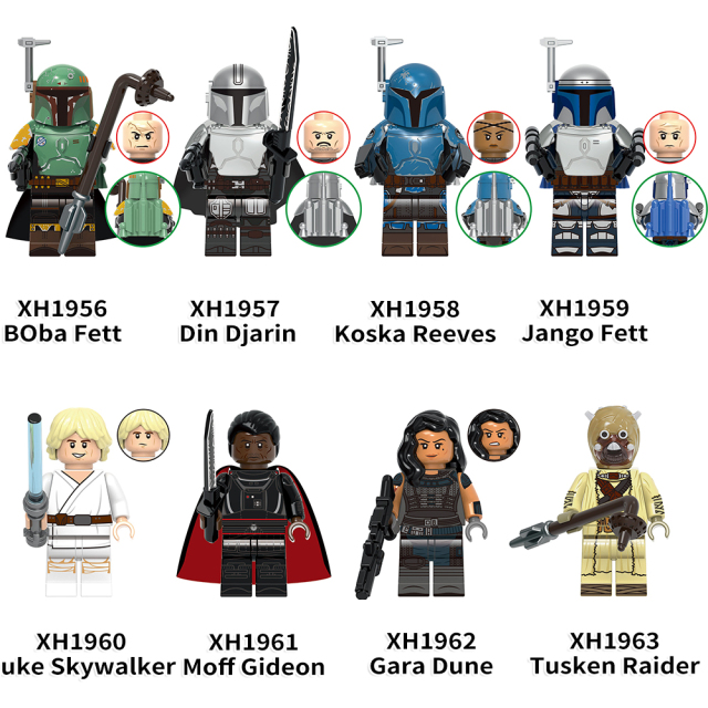 X0343 Star Wars Boba Fett Din Djarin Koska Reeves Cara Dune Minifigs Juguetes Building Blocks Educational Kids Toys