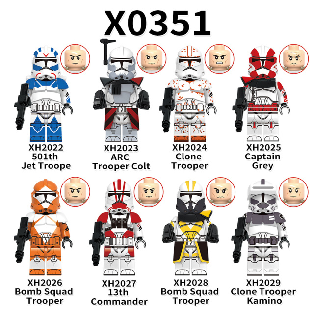 X0351 Star Wars Movies Clone Trooper Kamino Captain 501th Jet Trooper Children Gift Plastic Figures Building Block Bricks Toys