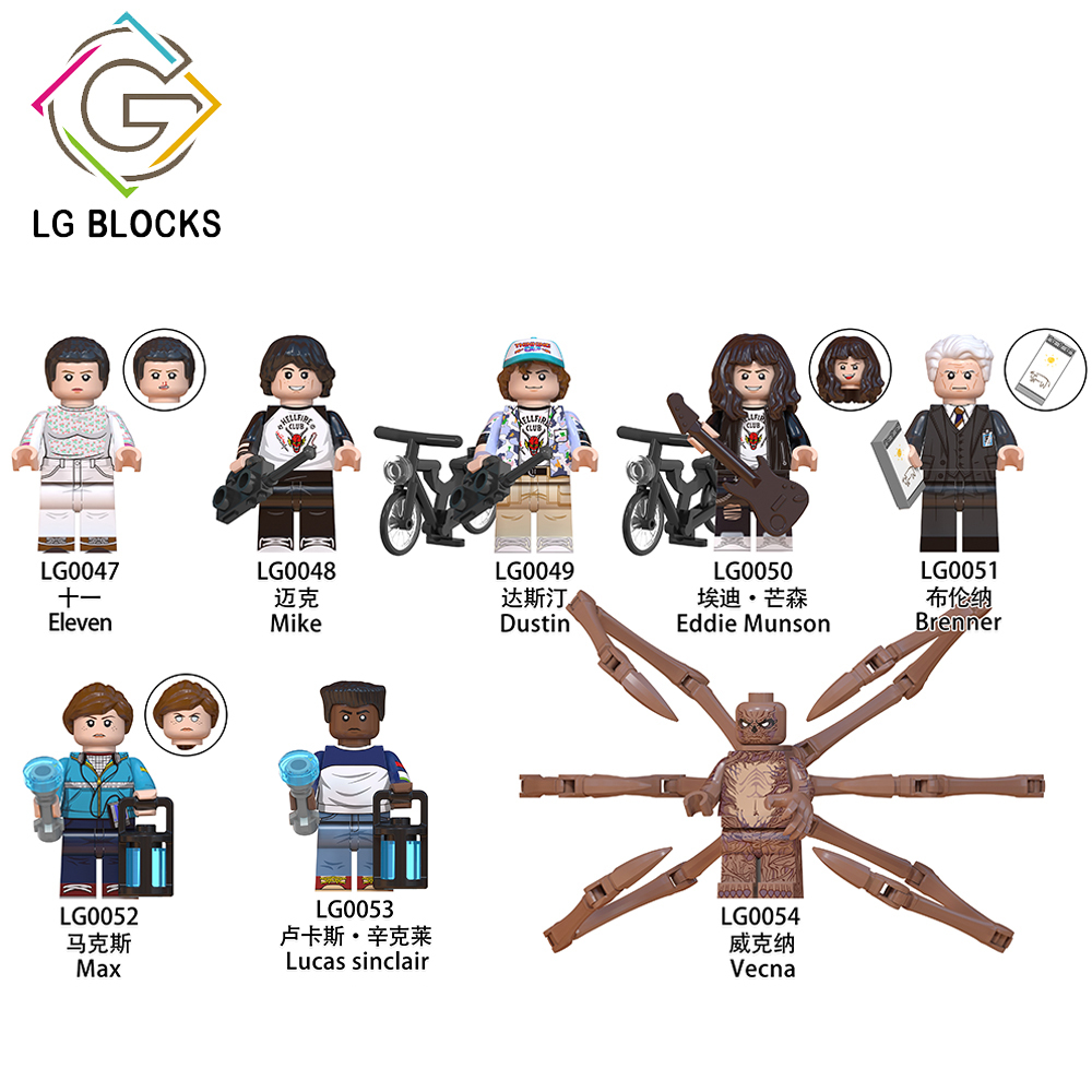 LG1007 Stranger Things Season 4 Cartoon Movie Horror TV Series Eleven Mike Dustin Eddie Vecna Brenner Max Plastic Minifigures Legoing Building Blcoks Kids Gift Toys