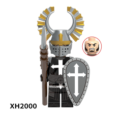 X0348 Medieval Military Battle Priest Hospital Teutonic Patron Temple Empire Golden Lion Heart  Knight Gift  Action Minifigs Building Blocks Kid Toys