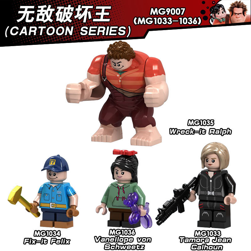 MG9007 Cartoon Series Wreck-It Ralph Fix-It Felix Tamora Jean Calhoun Vanellope von Schweetz Figures European and American Films Building Blocks Kids Gift Toys