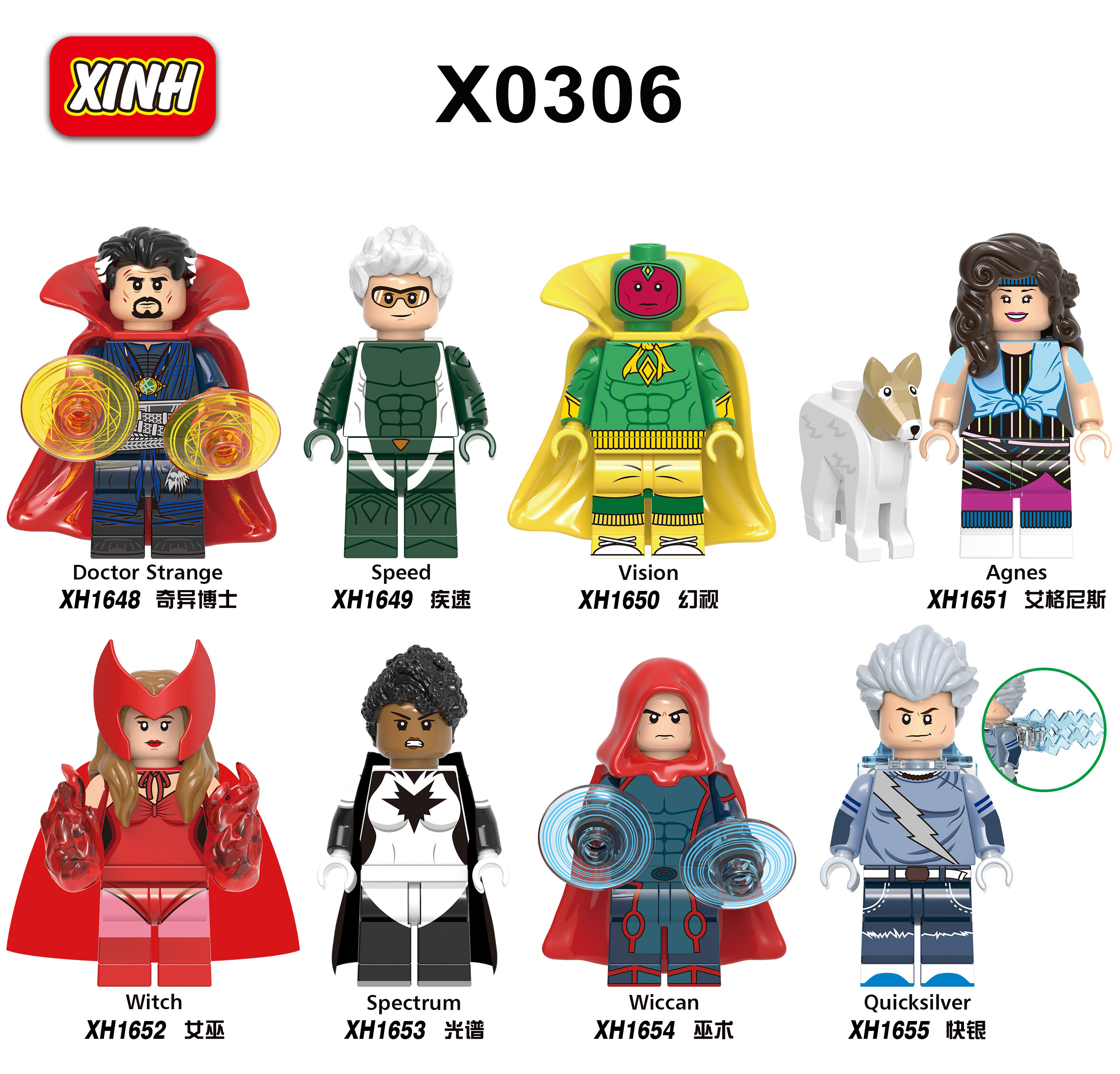 X0306  Marvel Comics Superhero Character Doctor Strange Speed Agnes Juguetes Plastic Building Block Set Children Toys