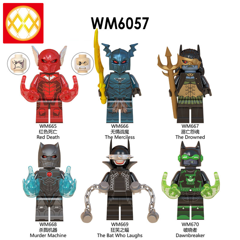 WM6057 DC Marvel superhero Bat man red death the merciless the drowned murder machine the bat who laughs mini figures juguetes mini toys building blocks sets Toys for kids