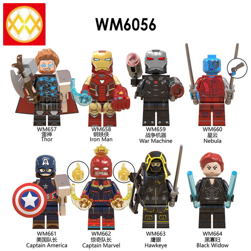 WM6056 DC Marvel superhero Avengers Thor Iron Man Rocket Raccoon War machine black Widow mini figures juguetes mini toys building blocks sets Toys for kids