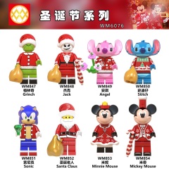 WM6076 Christmas series Grinch Jack Angel Stitch sonic santa claus mickey minnie mini figures juguetes mini toys building blocks sets Toys for kids