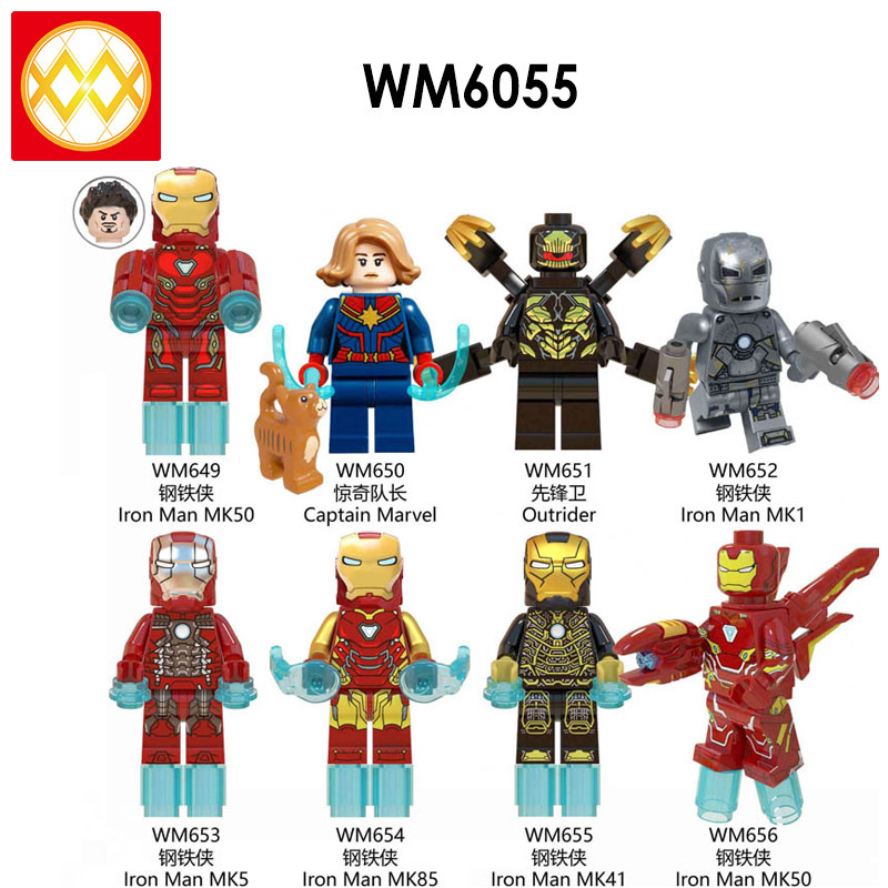 WM6055 DC Marvel superhero Iron Man MK50 MK85 MK41 Captain Rocket War machine black Widow mini figures juguetes mini toys building blocks sets Toys for kids