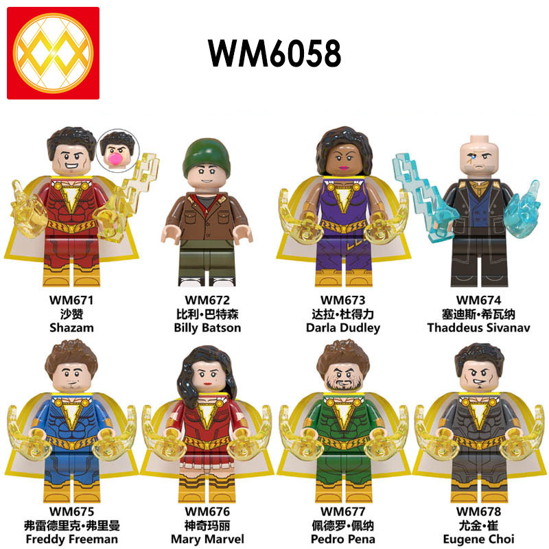WM6058 DC Marvel superhero Shazam Billy Mary Pedro mini figures juguetes mini toys building blocks sets Toys for kids