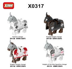X0317  Medieval Military Teutonic Thospital Knights Templar  Charger Action Minifigs Building Blocks Education  Kid Toys