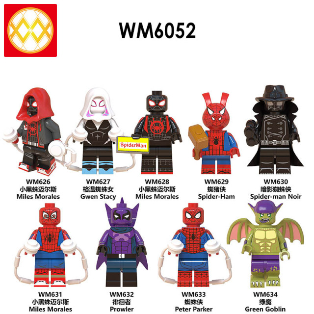 WM6052 DC superhero Spider man miles Gwen Prowler Green goblin mini figures juguetes mini toys building blocks sets Toys for kids
