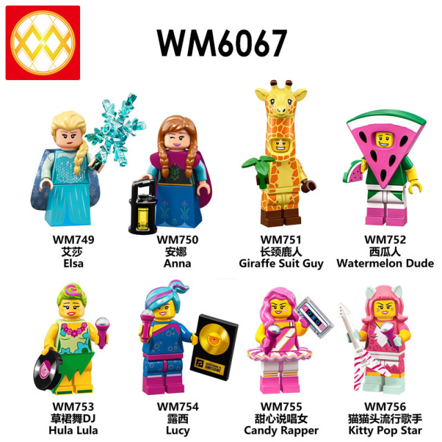WM6067 Disney Princess series Elsa Anna Lucy candy rapper Lego girl minifigures juguetes mini toys building blocks sets Toys for kids