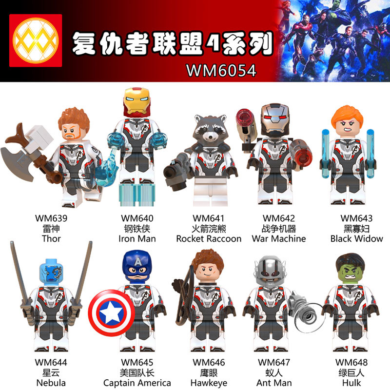 WM6054 DC Marvel superhero Avengers: Endgame 4 Thor Iron Man Rocket Raccoon War machine black Widow mini figures juguetes mini toys building blocks sets Toys for kids