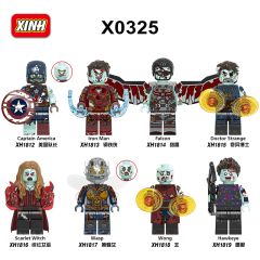 X0325  Marvel Comics Superhero Character Captain America lron Man Falcon Juguetes Plastic Building Block Set Children Toys