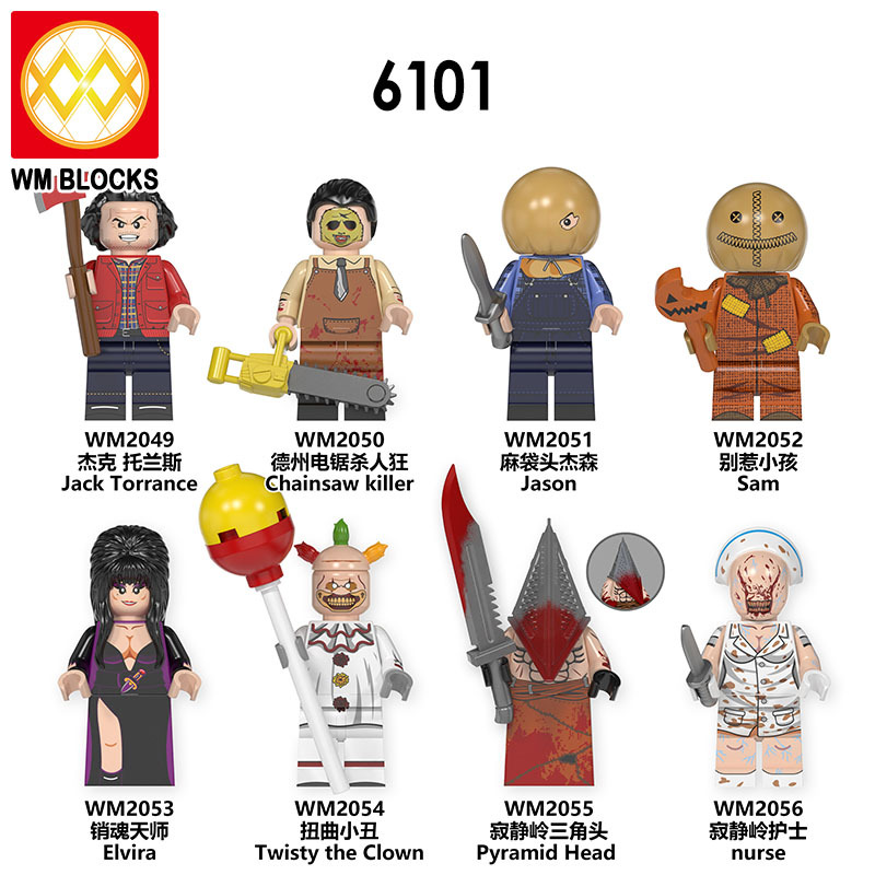WM6101 Horror series Halloween Jack Chainsaw killer Jason Sam Elvira Pyramid Head Nurse mini figures juguetes mini toys building blocks sets Toys for kids