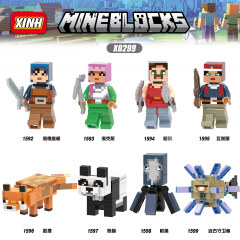 X0299 Game My World MC Minecraft Hex Hedwig Hal Valorie Fox Minifigs Plastic Building Block Sets Educational Kids Toys