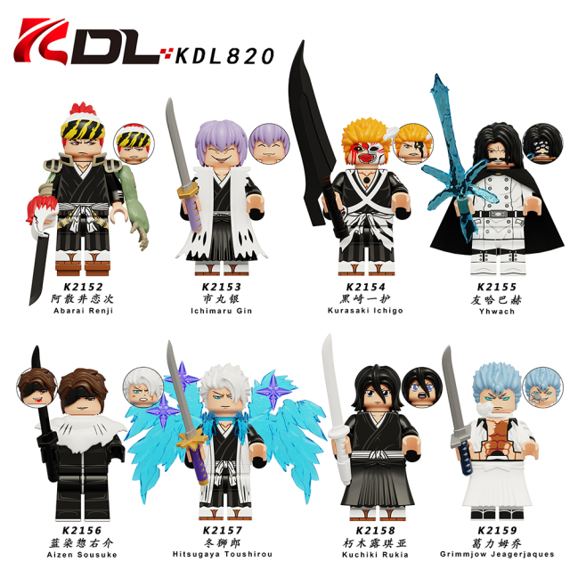 KDL820 Anime BLEACH Kurosaki Ichigo Yhwach Aizen Sousuke Hitsugaya Toushirou  Kuchiki Rukia Mini Figures Educational Action Building Blocks for Kids Gift Toys