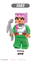 X0299 Game My World MC Minecraft Hex Hedwig Hal Valorie Fox Minifigs Plastic Building Block Sets Educational Kids Toys