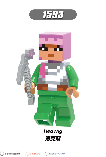X0299 Game My World MC Minecraft Hex Hedwig Hal Valorie Fox Minifigs Plastic Building Block Sets Educational Kids Toys