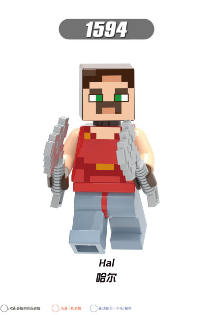 X0299 Game My World MC Minecraft Hex Hedwig Hal Valorie Fox Minifigs Plastic Building Block Sets Educational Kids Toys