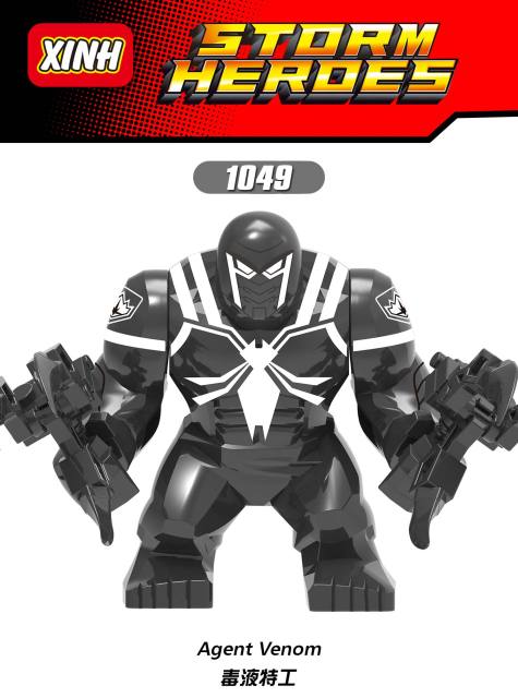 XH1049  Marvel Comics Superhero Character Agent Venom Big Figures Juguetes Plastic Building Block Set Children Toys