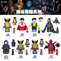 TV6205  Marvel Comics Super Heroes Wolverine Omni Man Deadpool  Mini Bricks Building Block Figure Toys For Kids