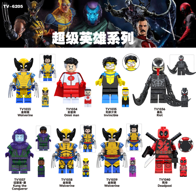 TV6205  Marvel Comics Super Heroes Wolverine Omni Man Deadpool  Mini Bricks Building Block Figure Toys For Kids