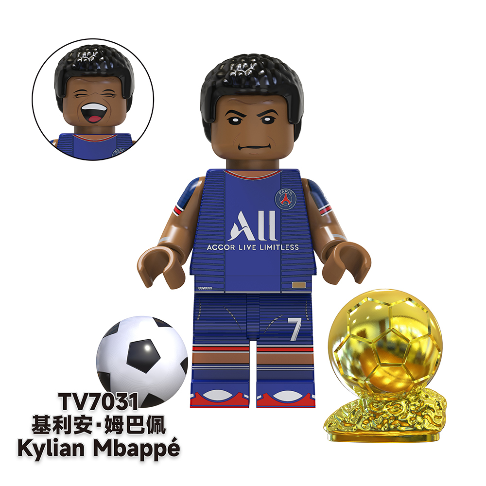 TV6504 Ronaldo Mbappé Neymar Kaká Soccer Football Player World Mini Building Block Action Figure Educational Toy For Kids