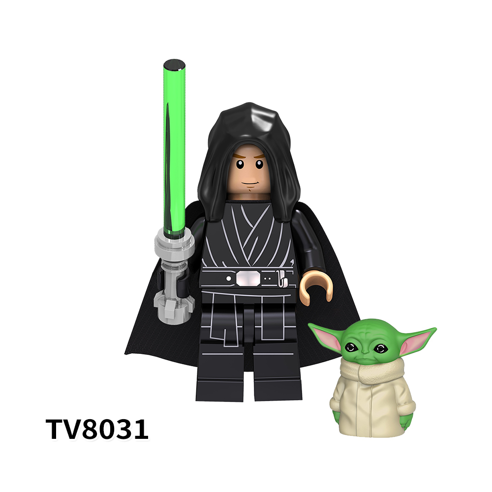 TV6105  Star Wars Movie Ahsoka Mace Windu Luke Skywalker with Baby Yoda Palpatine Commander Blackout Plastic Building Blocks Kids Toys