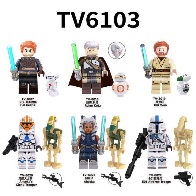 TV6103  Star Wars Movie Character Cal Kestis Rahm Kota Obi-Wan Minifigs Boy Juguetes Mini Building Blocks Educational Kids Toys