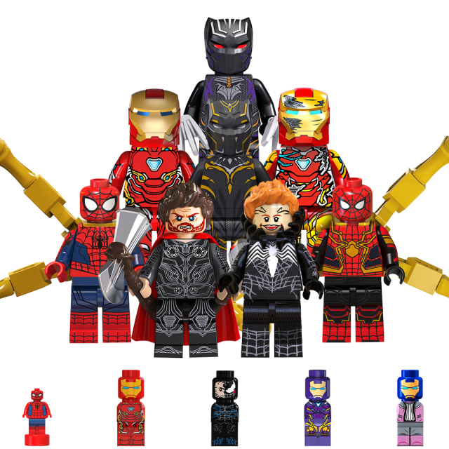 TV6202 Marvel Comics Super Heroes Black Panther Spider-Man Venom Iron Man Thor Mini Bricks Building Block Figure Toys For Kids
