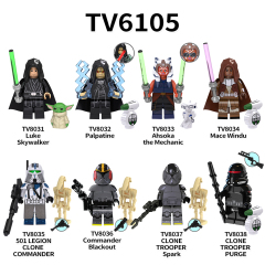 TV6105  Star Wars Movie Ahsoka Mace Windu Luke Skywalker with Baby Yoda Palpatine Commander Blackout Plastic Building Blocks Kids Toys