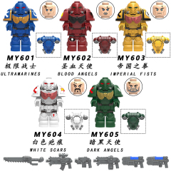 MY601-605 Ultramarines Blood Angel Imperial Fists Decoration Assembly Plastic Building Block Boys Kids Toys