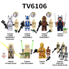 TV6106 Star War Mini Brick Ahsoka Temple Guard Luke Skywalker C-3po Driver Battle Droid Clone Trooper Building Blocks Kids Toys