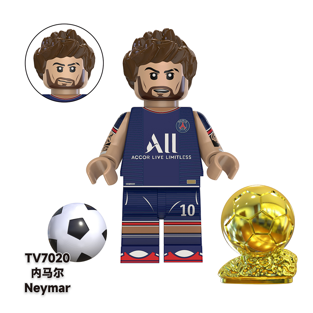 TV6503 Messi Ronaldo Mbappé Neymar Soccer Football Player World Mini Building Block Action Figure Educational Toy For Kids