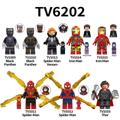 TV6202 Marvel Comics Super Heroes Black Panther Spider-Man Venom Iron Man Thor Mini Bricks Building Block Figure Toys For Kids