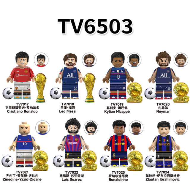 TV6503 Messi Ronaldo Mbappé Neymar Soccer Football Player World Mini Building Block Action Figure Educational Toy For Kids