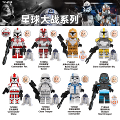 TV6108 Star War Trooper Clone Commander Fox Stone Ganch Bly Mini Building Blocks Action Figures Children Education Toy