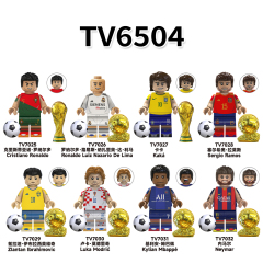TV6504 Ronaldo Mbappé Neymar Kaká Soccer Football Player World Mini Building Block Action Figure Educational Toy For Kids