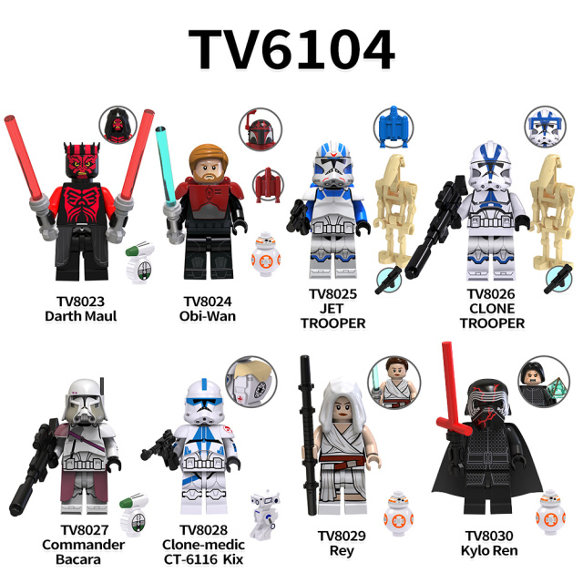 TV6104  Star Wars Movie Character Darth Maul Obi-Wan Minifigs Boy Juguetes Mini Building Blocks Educational Kids Toys
