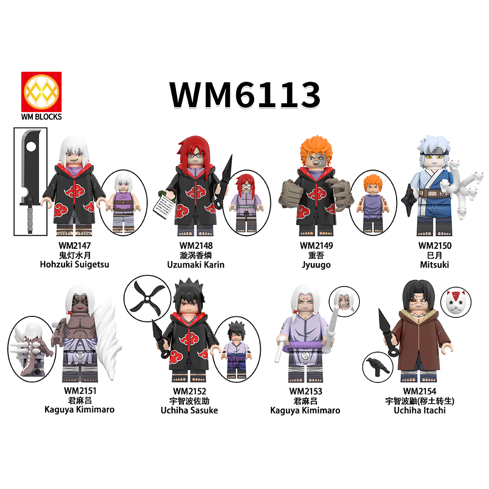WM6113 Anime Naruto Uchiha obito kakashi sasori pein sasuke mini figures juguetes mini toys building blocks sets Toys for kids