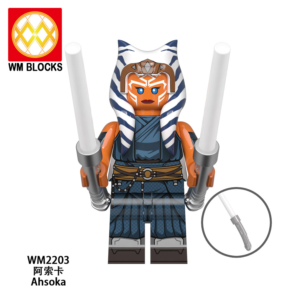 WM6121 Star wars Ahsoka Dark troopers Mandalorian Moff Gideon Boba fett Luke skywalker Jawas mini figures juguetes mini toys building blocks sets Toys for kids