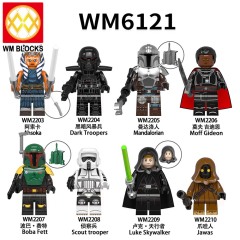 WM6121 Star wars Ahsoka Dark troopers Mandalorian Moff Gideon Boba fett Luke skywalker Jawas mini figures juguetes mini toys building blocks sets Toys for kids