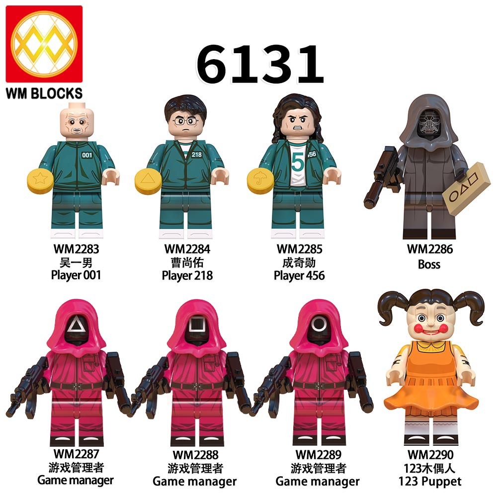 WM6131 Squid Game Player 001 boss Game manager 123 Puppet mini figures juguetes mini toys building blocks sets Toys for kids